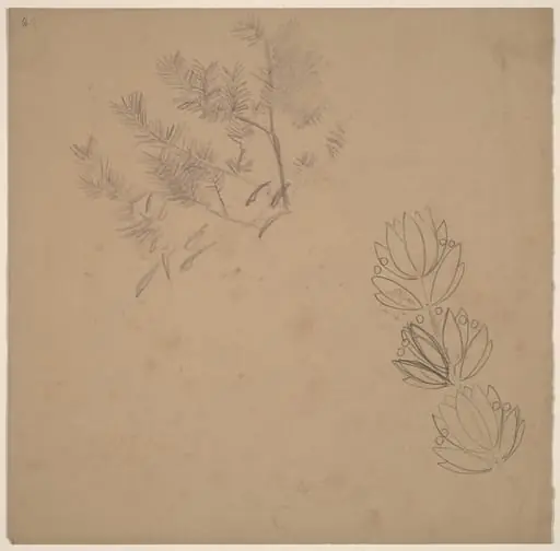 Study for a Border Design with a Sketch of a Tree, by Charles Sprague Pearce
