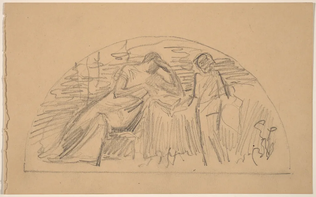 Study for a Lunette, by Charles Sprague Pearce, graphite, 1894