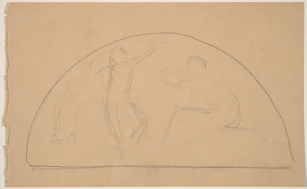 Study for a Lunette, by Charles Sprague Pearce, graphite, 1894