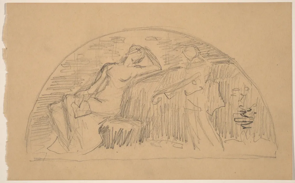 Study for a Lunette, by Charles Sprague Pearce, graphite, 1894