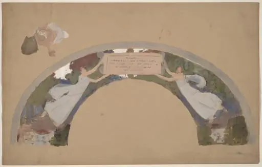 Study of Two Female Figures in Arched Border, by Charles Sprague Pearce