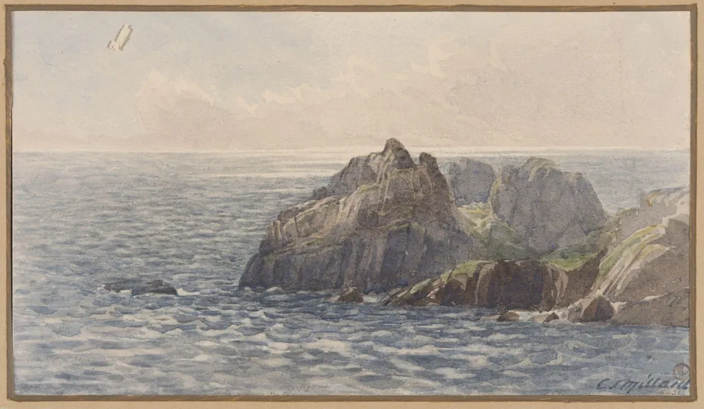 Sea Piece - Twilight, by Charles Stuart Millard, watercolor, 1850