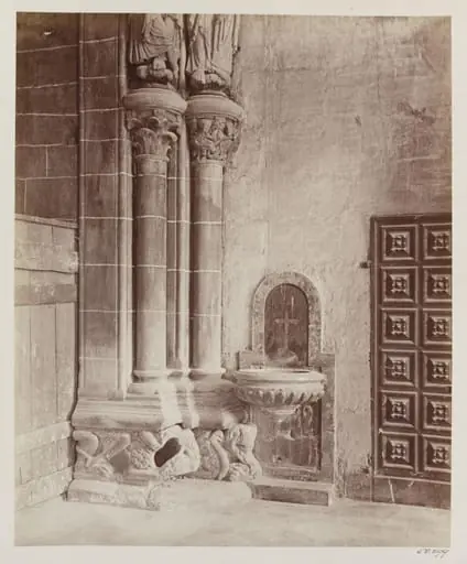 Cathedral, Santiago, Spain, Portico de la Gloria, detail of column at South wall, by Charles Thurston Thompson
