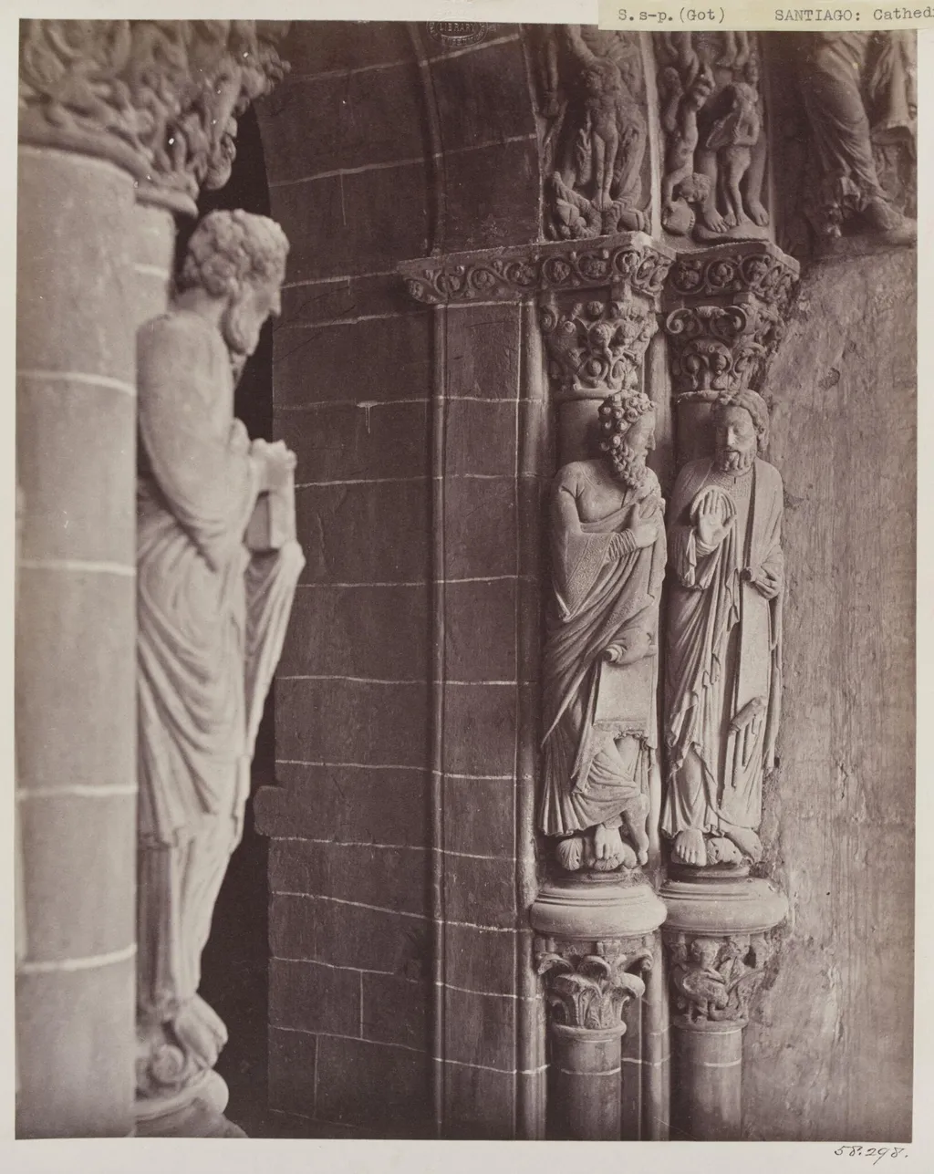 Cathedral, Santiago, Spain, Portico de la Gloria, Sculpture on South wall, by Charles Thurston Thompson, photographic, 1867