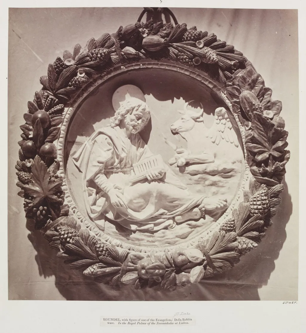 Roundel, St. Luke, by della Robbia, Palace of Necessidades, by Charles Thurston Thompson, photographic, 1866