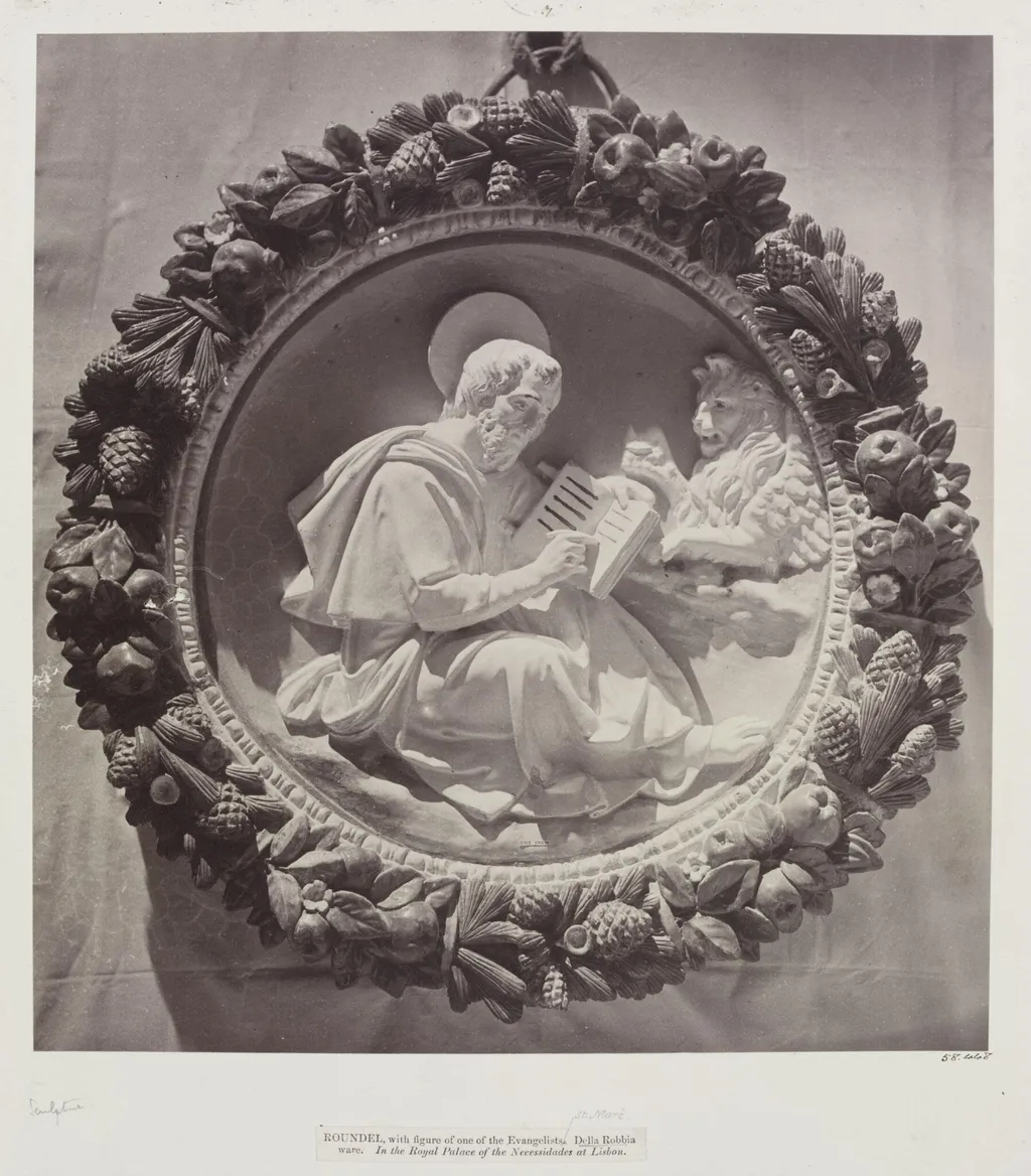 Roundel, St. Mark, by della Robbia, Palace of Necessidades, by Charles Thurston Thompson, photographic, 1866