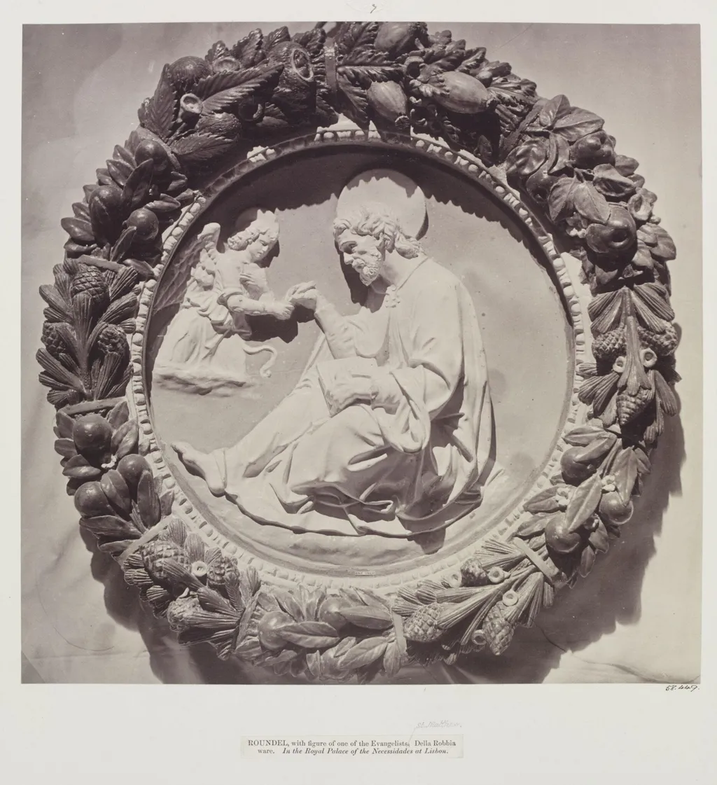 Roundel, St. Matthew, by della Robbia, Palace of Necessidades, by Charles Thurston Thompson, photographic, 1866