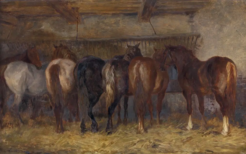 Horses in Stable, by Charles Tschaggeny