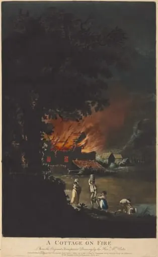 A Cottage on Fire, by Charles Turner