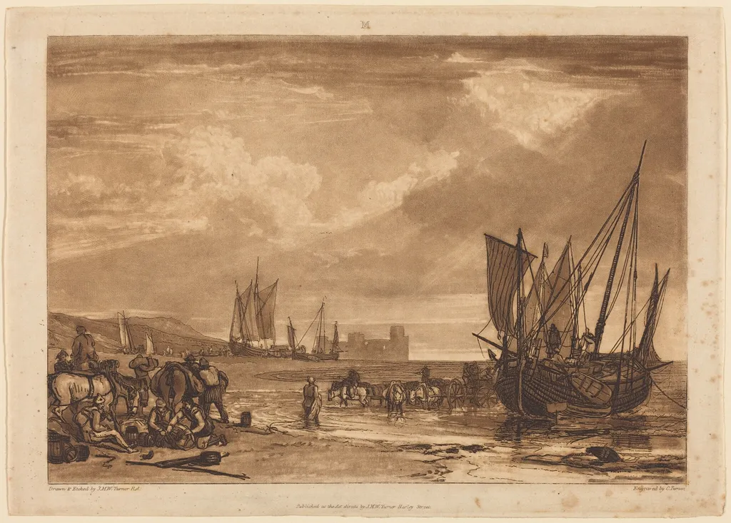 Scene on the French Coast, by Charles Turner, ink, 1807