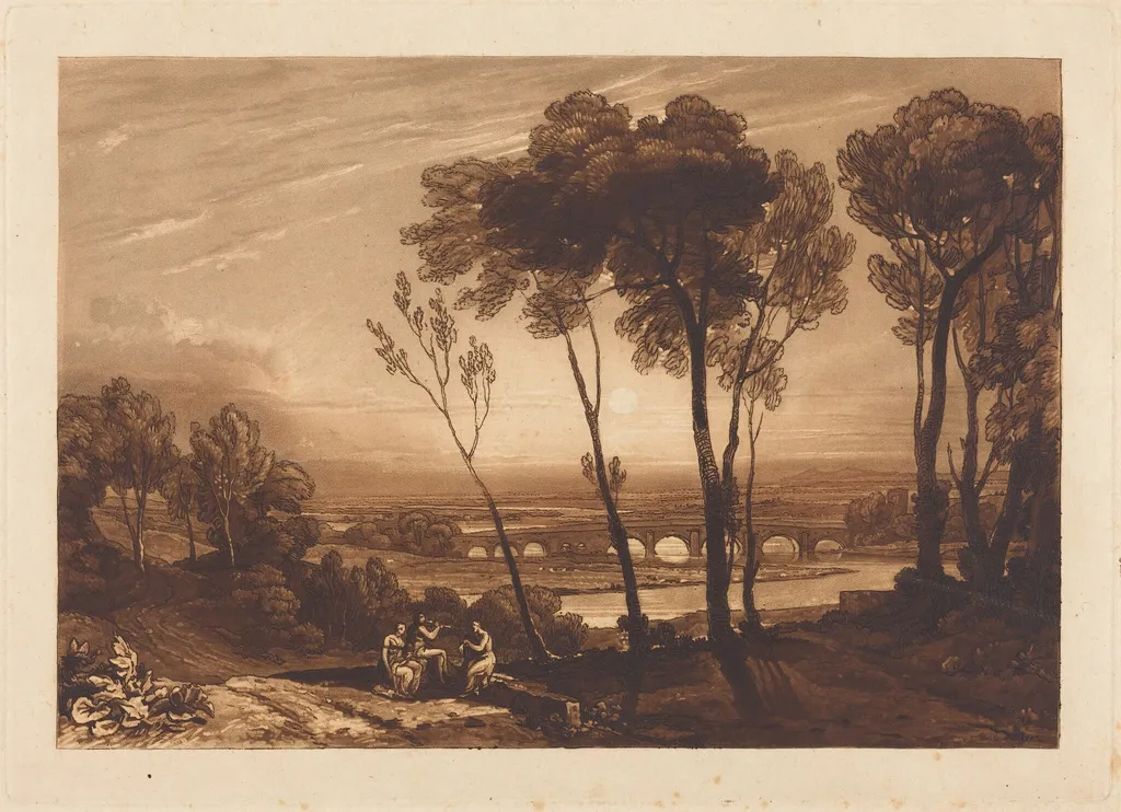 The Bridge in Middle Distance, by Charles Turner, ink, 1808