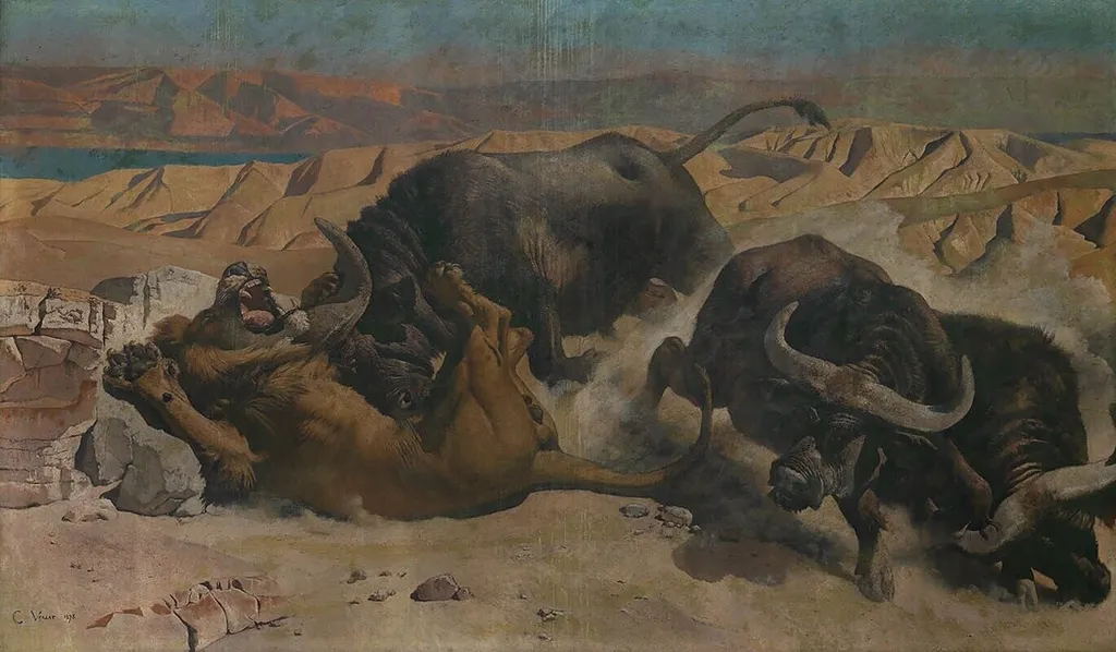 Defending the Herd, by Charles Verlat, oil, 1890