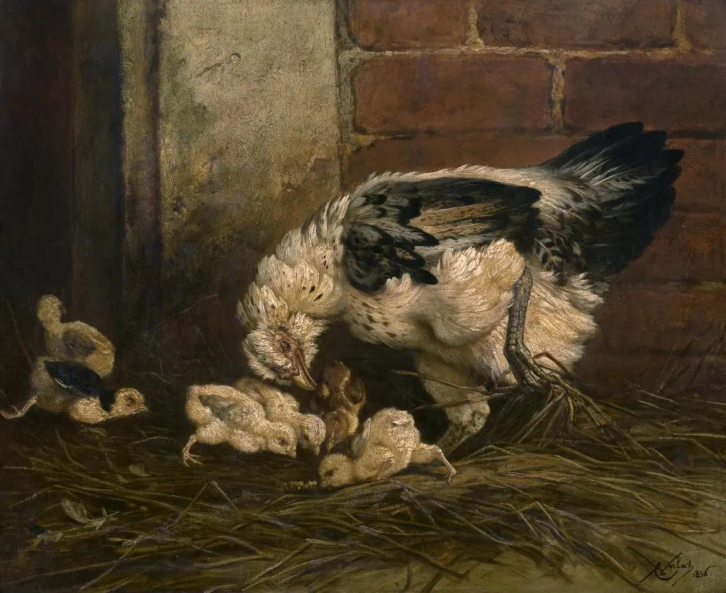 Hen with Chicken, by Charles Verlat