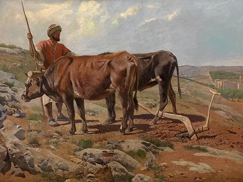 Plough Oxes with Fellah, by Charles Verlat