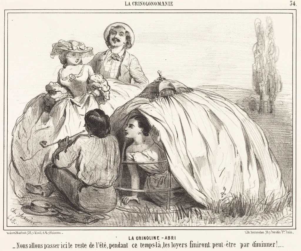 La Crinoline-Abri, by Charles Vernier, ink, 1848