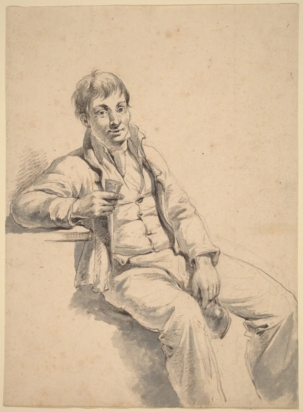 The Drinker, by Charles Wesley Jarvis, chalk, 1824