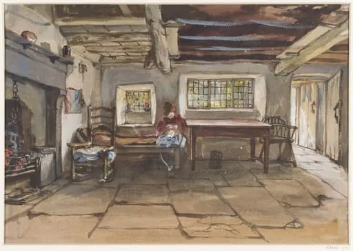 Interior of a cottage, by Charles West Cope