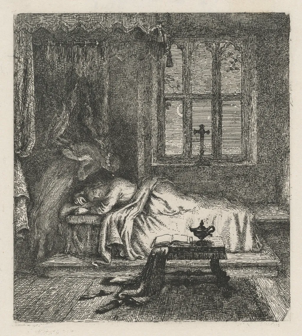Milton's Dream of His Deceased Wife, by Charles West Cope, ink, 1850