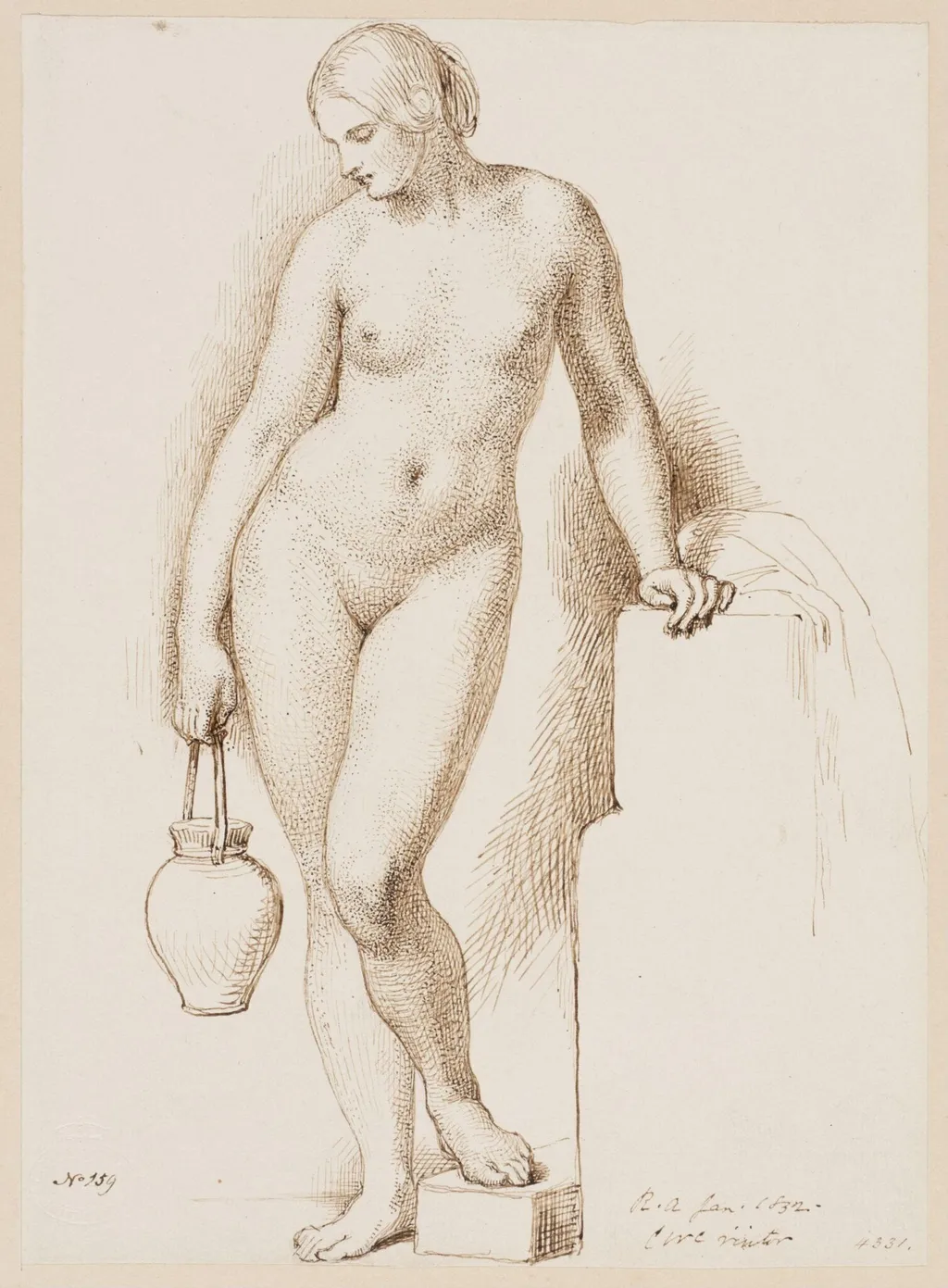 Study of female figure, by Charles West Cope, 1852