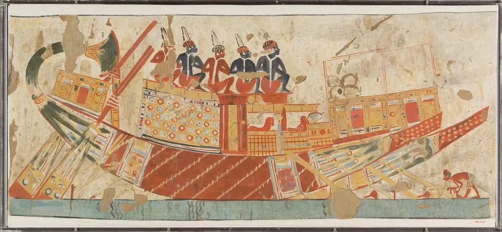 Boat Carrying Captives from Nubia, Tomb of Huy, by Charles Wilkinson