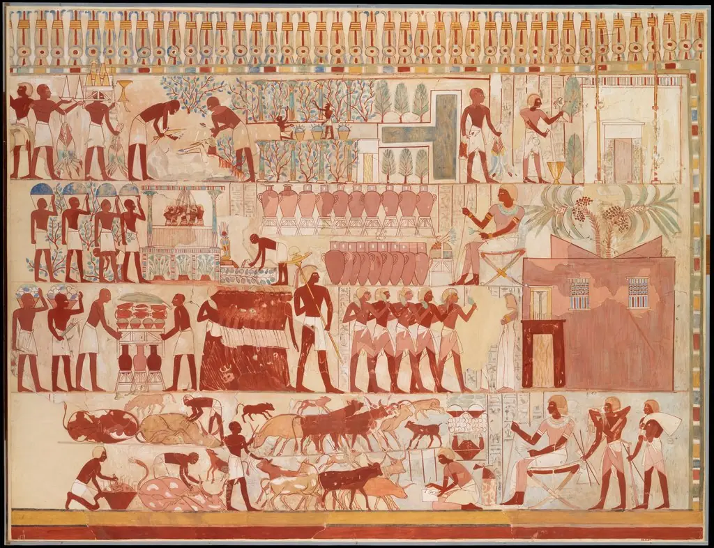 Nebamun Supervising Estate Activities, Tomb of Nebamun, by Charles Wilkinson