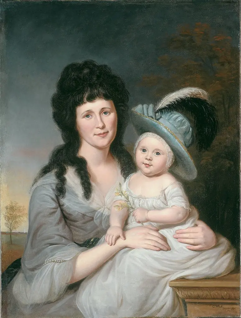 Mrs. John Nicholson (Hannah Duncan) and John Nicholson, Jr., by Charles Willson Peale