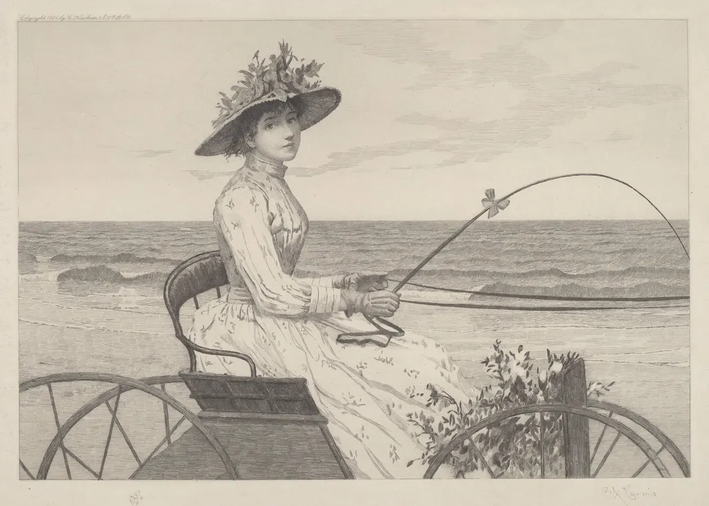 Untitled (Woman in a Carriage), by Charles X. Harris, ink, 1890