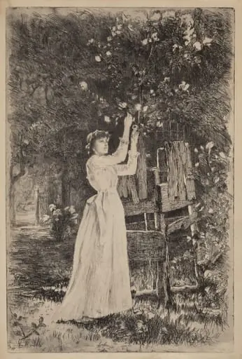 Untitled (Woman Picking Blossoms), by Charles Yardley Turner
