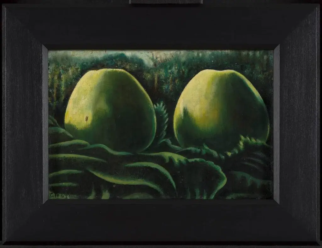 Twee appels in bladeren, by Charley Toorop