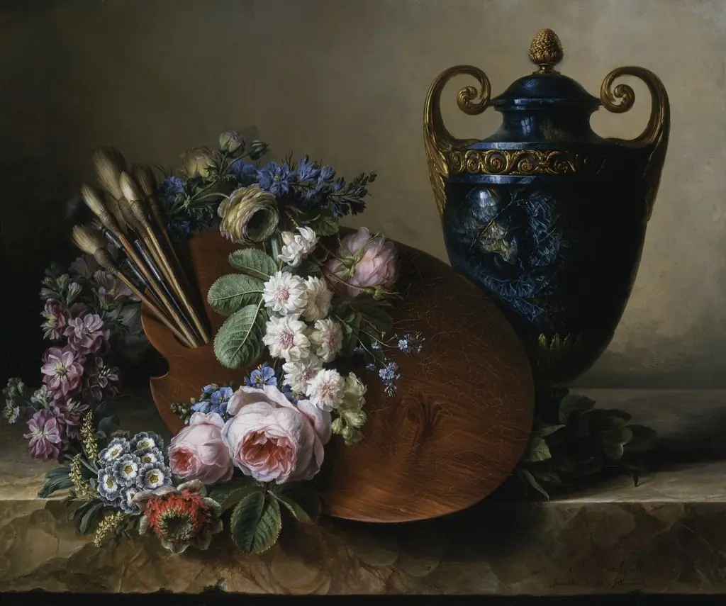 Still life. An Homage to Van Spaendonck, by Charlotte Eustace Sophie de Fuligny-Damas