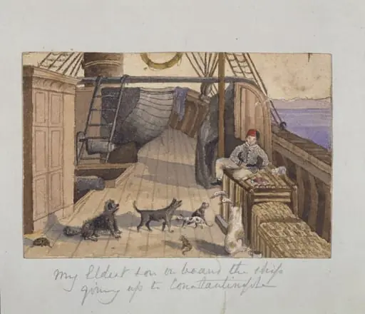 My Eldest son on board the ship going up to Constantinople, by Charlotte Inglefield