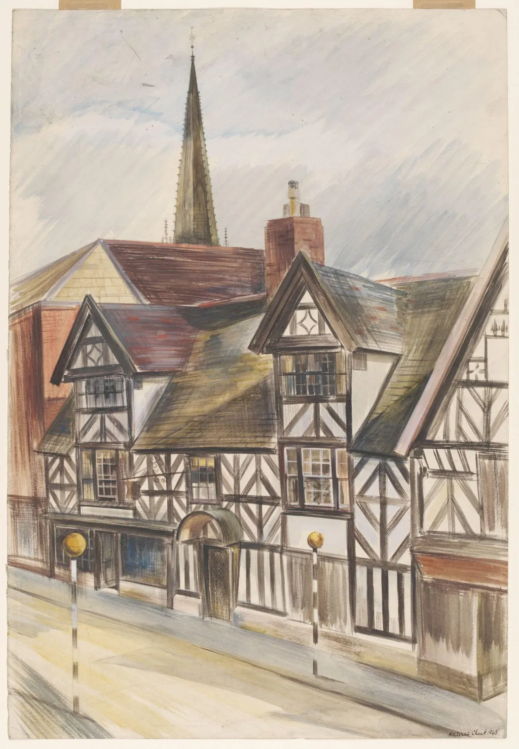 Old Houses, Cheadle, by Cheek, watercolor, 1943