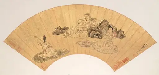 明  陳洪綬  山水花鳥人物圖   扇冊|Landscapes and Flowers, by Chen Hongshou