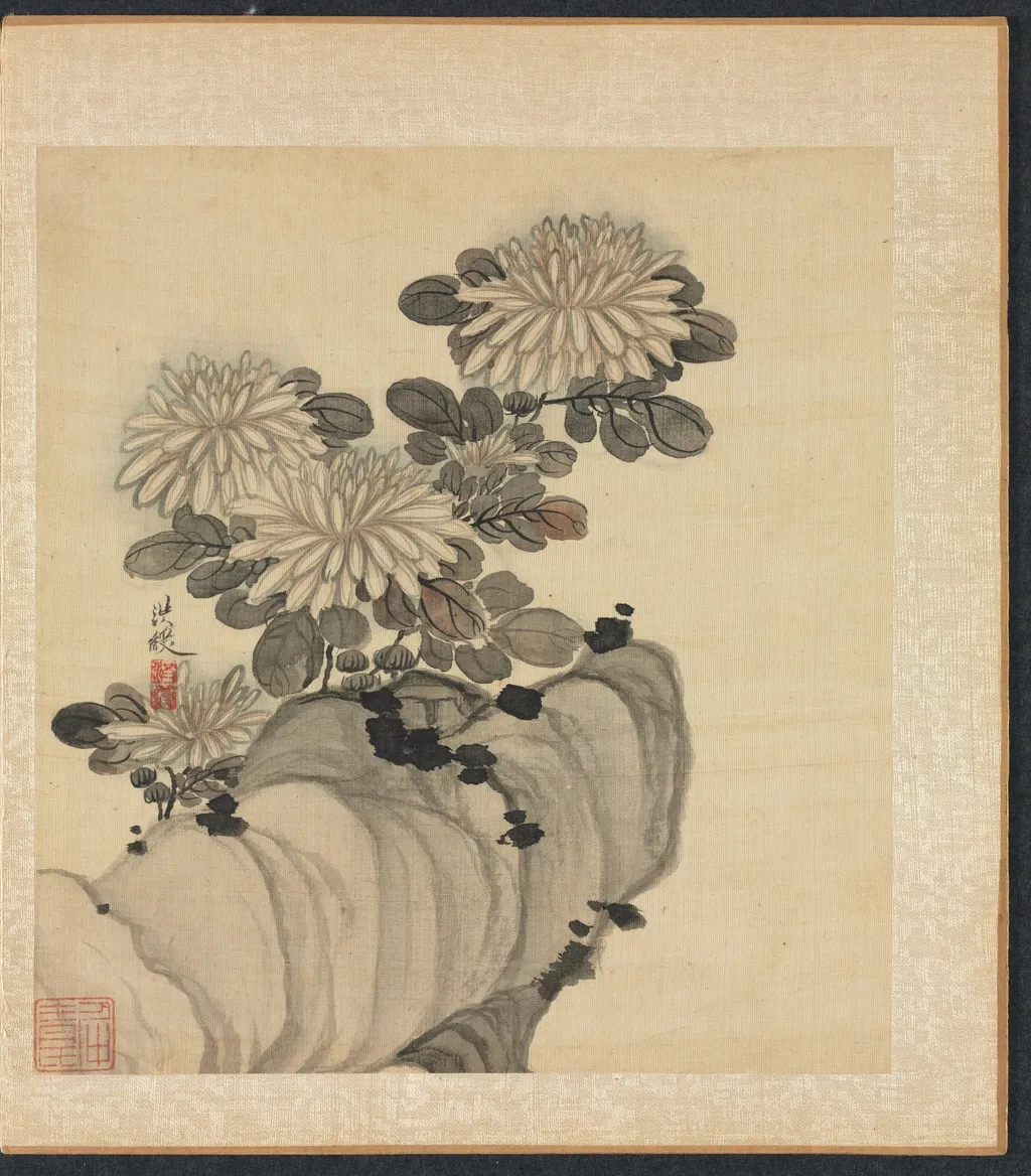 Paintings after Ancient Masters: Chrysanthemum and Rock, by Chen Hongshou, unspecified, 1625