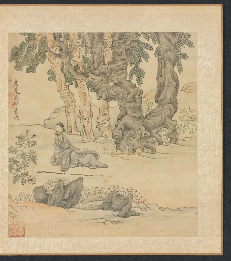 Paintings after Ancient Masters: Portrait of Zhongqing in a Landscape, by Chen Hongshou, unspecified, 1625
