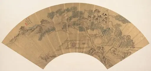 明 陳季淳 山水人物圖 扇頁|Landscape with figure, by Chen Jichun