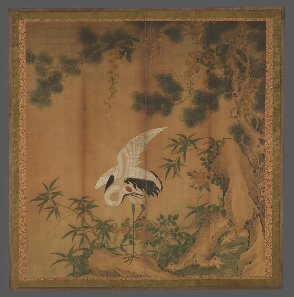 Crane and Pine, by Chen Zhaofeng, 1892