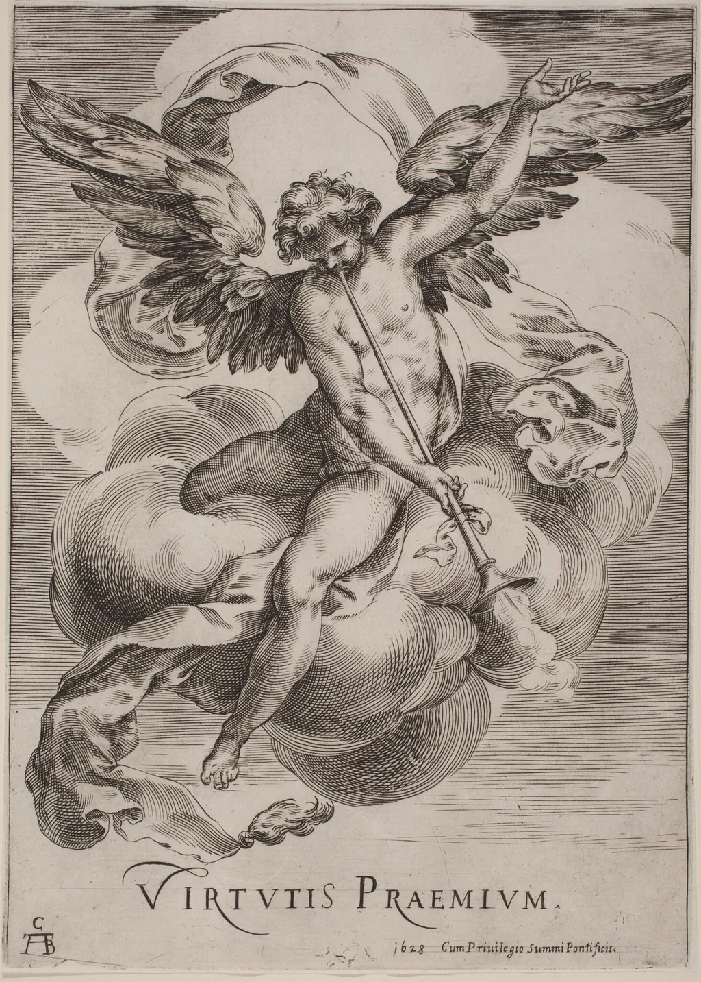 An Allegorical Figure: Virtutis Praemium, by Cherubino Alberti, ink, 1628