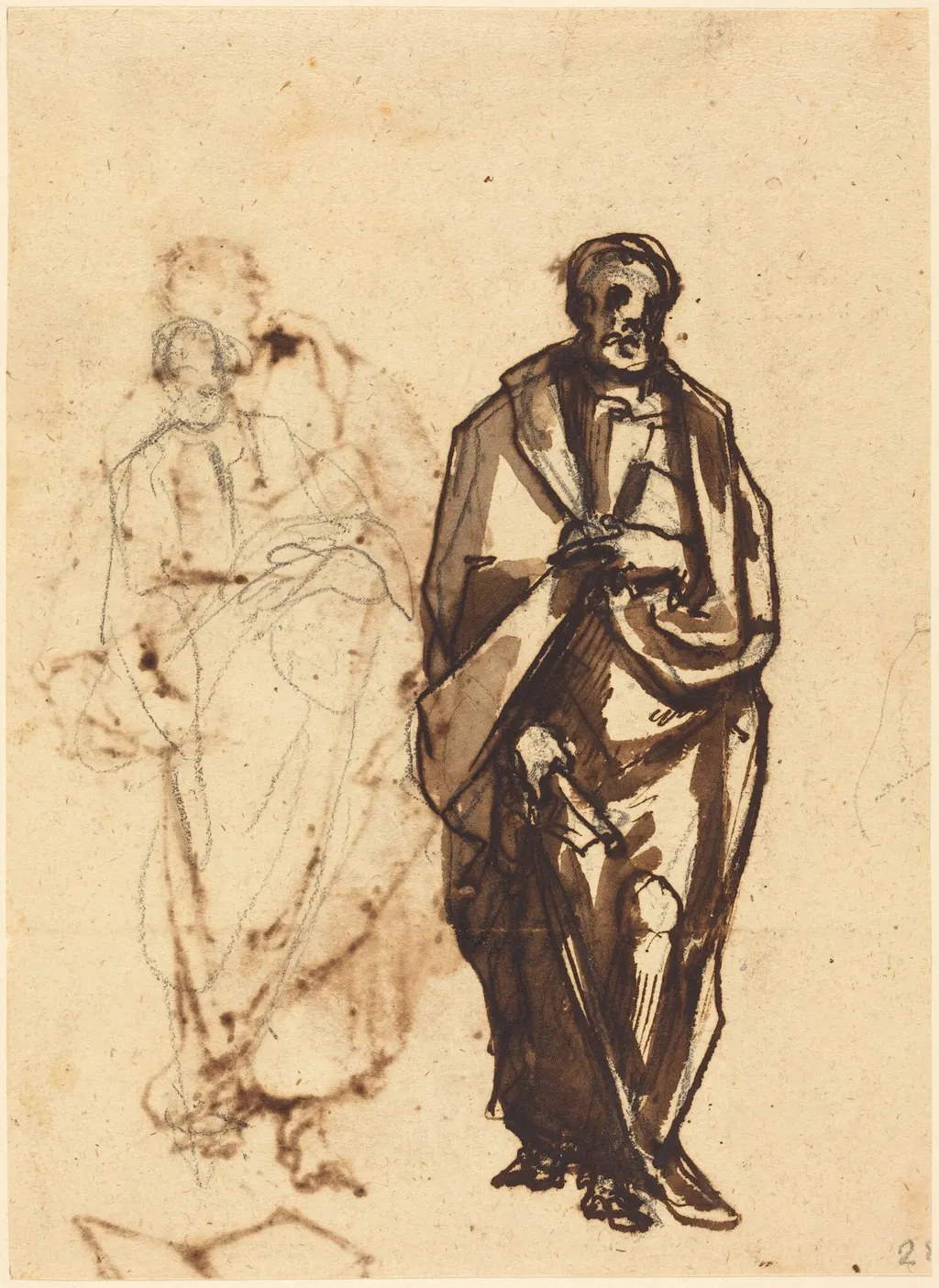 Draped Figure with a Staff, by Cherubino Alberti, ink, 1584
