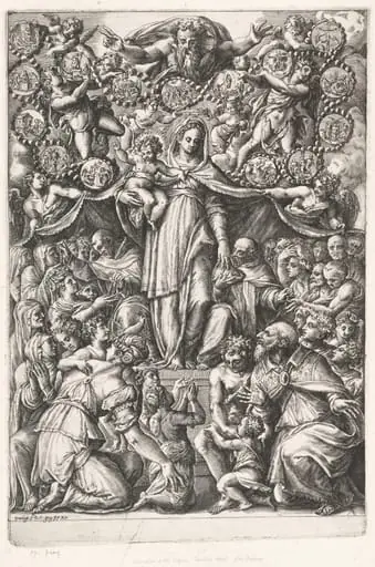 The Virgin of the Rosary with Saint Dominic and a Monk, by Cherubino Alberti