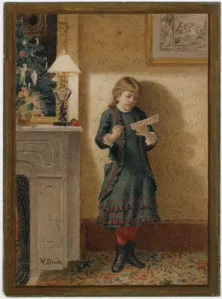 Child with Christmas Card, by Alden Finney Brooks