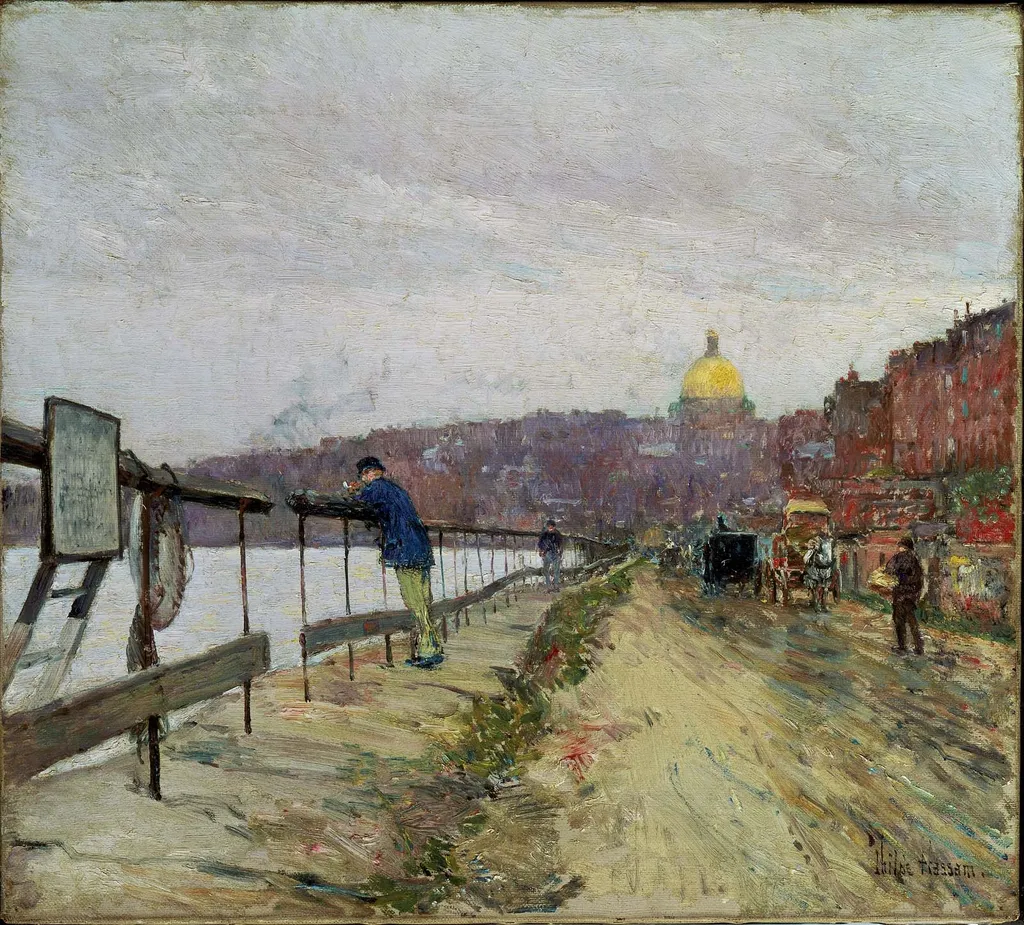 Charles River and Beacon Hill, by Childe Hassam, oil, 1896