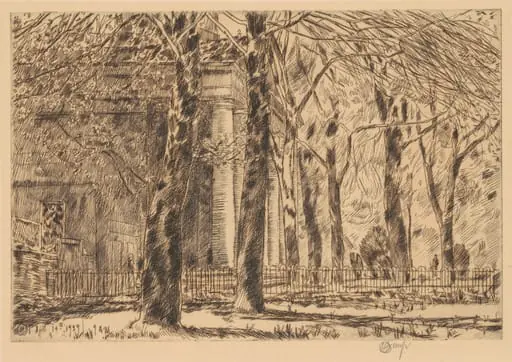 First Leaves—Spring in Washington, St. John's, by Childe Hassam
