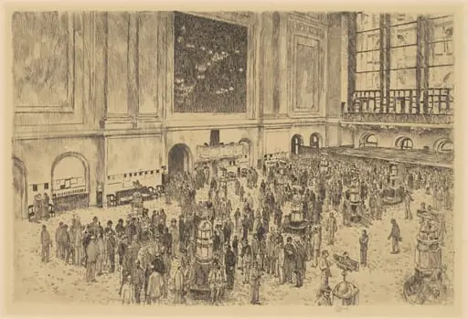 Floor of the Stock Exchange, by Childe Hassam