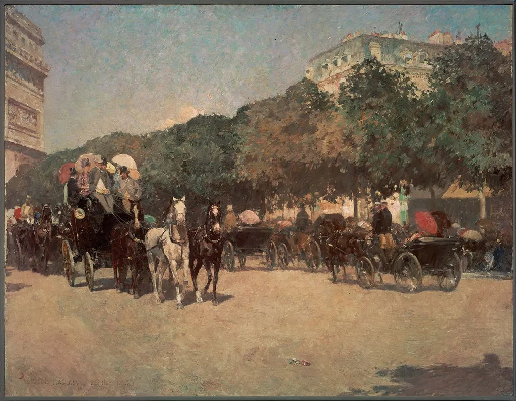 Grand Prix Day, by Childe Hassam, oil, 1894