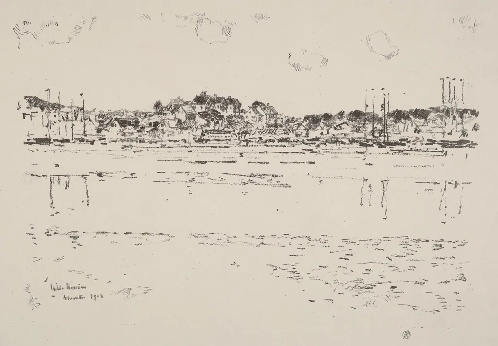 Inner Harbor, by Childe Hassam, ink, 1918