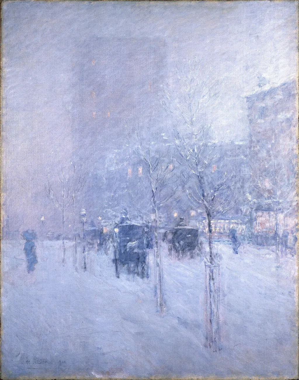 Late Afternoon, New York, Winter, by Childe Hassam, oil, 1900
