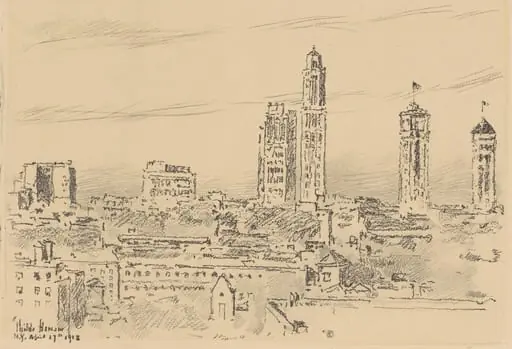 New York Sky Line, Light Buildings, by Childe Hassam