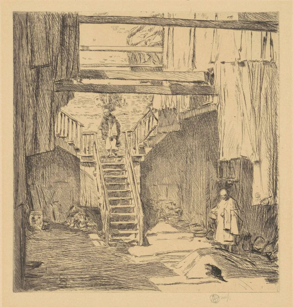 Old Chinatown, San Francisco, by Childe Hassam, ink, 1904