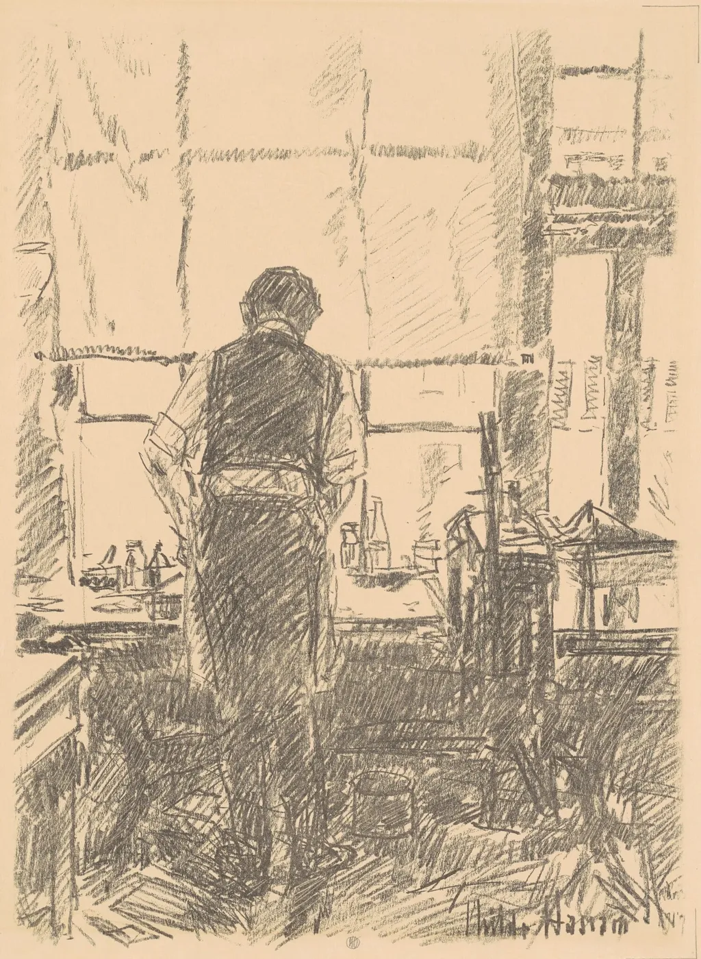 Portrait of Joseph Pennell, by Childe Hassam, ink, 1917